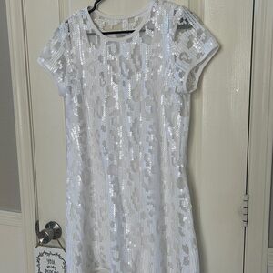 Sparkling White Sequin Women’s by Guess babydoll dress